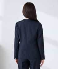 KBDFE20109 a.v.v(アー・ヴェ・ヴェ) 【洗える/UVカット】リネンライクストレッチノーカラージャケット ネイビー