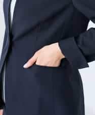 KBDFE20109 a.v.v(アー・ヴェ・ヴェ) 【洗える/UVカット】リネンライクストレッチノーカラージャケット ネイビー