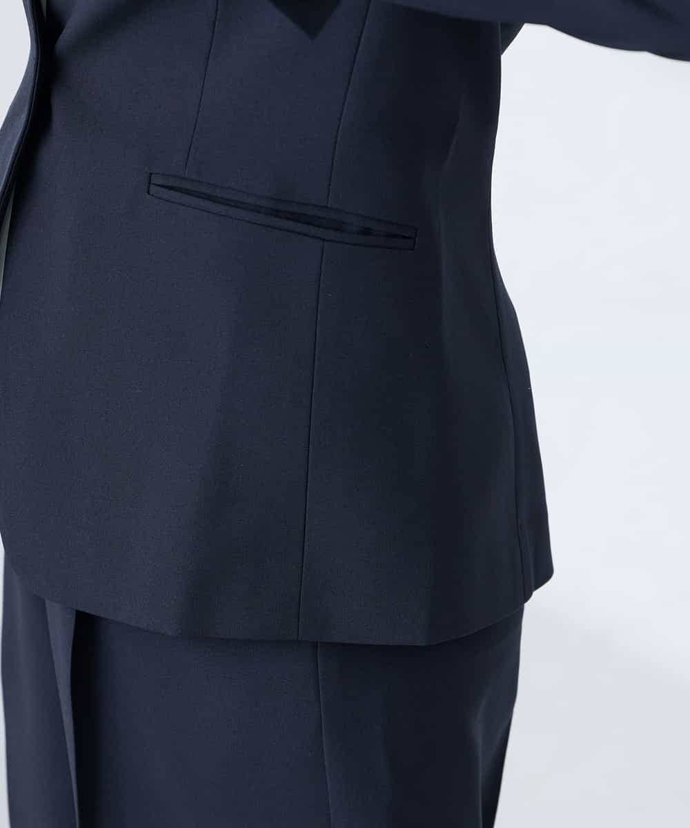 KBDFE20109 a.v.v(アー・ヴェ・ヴェ) 【洗える/UVカット】リネンライクストレッチノーカラージャケット ネイビー