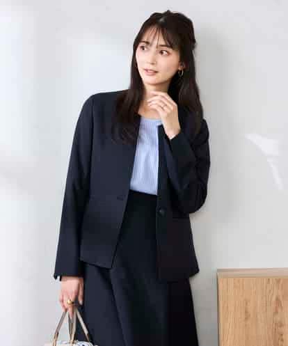 KBDFE21109 a.v.v 【洗える/UVカット】リネンライクストレッチキーネックジャケット