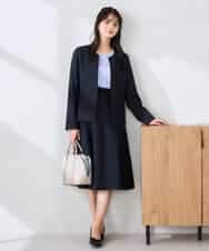 KBDFE21109 a.v.v(アー・ヴェ・ヴェ) 【洗える/UVカット】リネンライクストレッチキーネックジャケット ネイビー