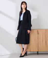 KBDFE21109 a.v.v(アー・ヴェ・ヴェ) 【洗える/UVカット】リネンライクストレッチキーネックジャケット ネイビー