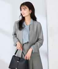 KBDFE21109 a.v.v(アー・ヴェ・ヴェ) 【洗える/UVカット】リネンライクストレッチキーネックジャケット ネイビー