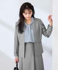 KBDFE21109 a.v.v(アー・ヴェ・ヴェ) 【洗える/UVカット】リネンライクストレッチキーネックジャケット ネイビー