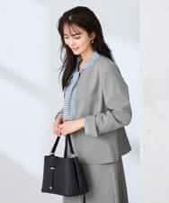 KBDFE21109 a.v.v(アー・ヴェ・ヴェ) 【洗える/UVカット】リネンライクストレッチキーネックジャケット ネイビー