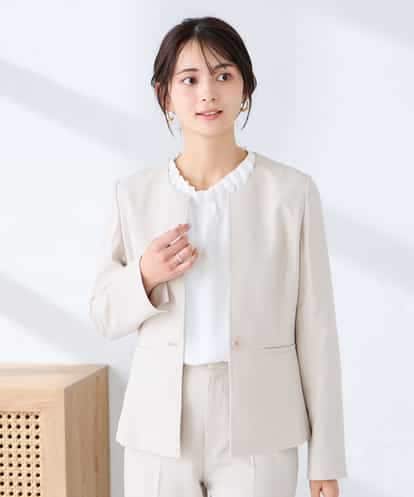 KBDFE21109 a.v.v 【洗える/UVカット】リネンライクストレッチキーネックジャケット