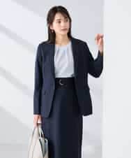 KBDFE22109 a.v.v(アー・ヴェ・ヴェ) 【洗える/UVカット】リネンライクストレッチテーラードジャケット ネイビー