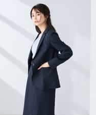 KBDFE22109 a.v.v(アー・ヴェ・ヴェ) 【洗える/UVカット】リネンライクストレッチテーラードジャケット ネイビー