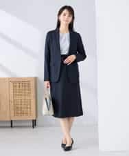 KBDFE22109 a.v.v(アー・ヴェ・ヴェ) 【洗える/UVカット】リネンライクストレッチテーラードジャケット ネイビー