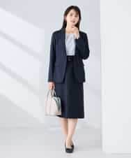 KBDFE22109 a.v.v(アー・ヴェ・ヴェ) 【洗える/UVカット】リネンライクストレッチテーラードジャケット ネイビー