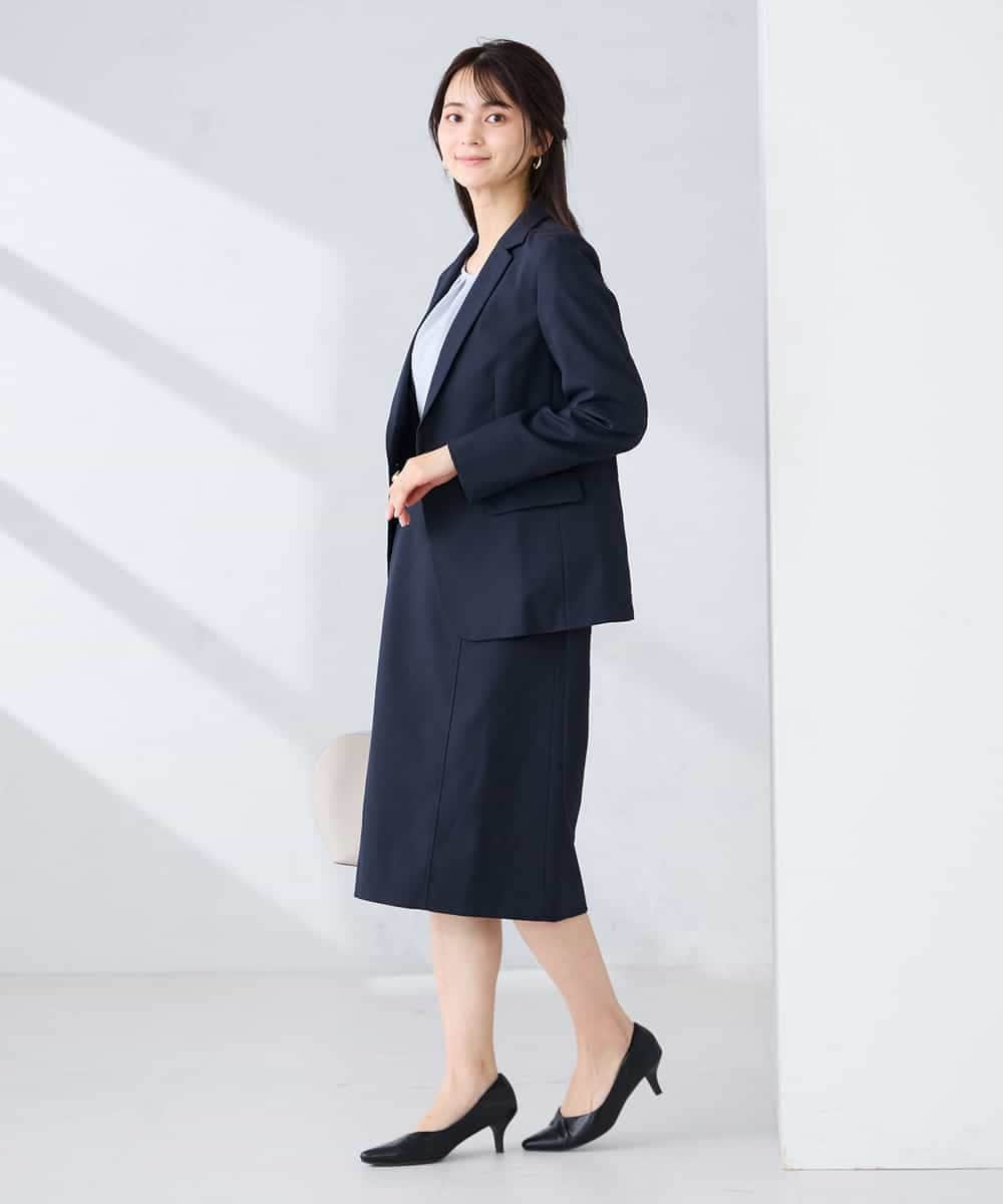 KBDFE22109 a.v.v(アー・ヴェ・ヴェ) 【洗える/UVカット】リネンライクストレッチテーラードジャケット ネイビー