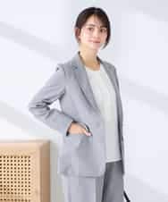 KBDFE22109 a.v.v(アー・ヴェ・ヴェ) 【洗える/UVカット】リネンライクストレッチテーラードジャケット ネイビー