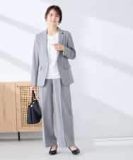 KBDFE22109 a.v.v(アー・ヴェ・ヴェ) 【洗える/UVカット】リネンライクストレッチテーラードジャケット ネイビー