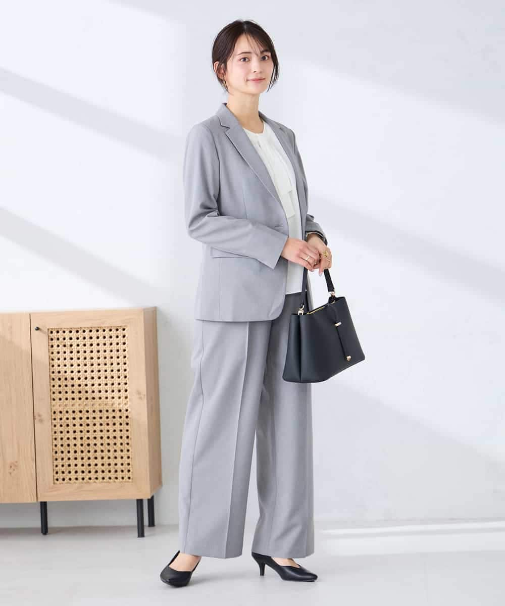 KBDFE22109 a.v.v(アー・ヴェ・ヴェ) 【洗える/UVカット】リネンライクストレッチテーラードジャケット ネイビー