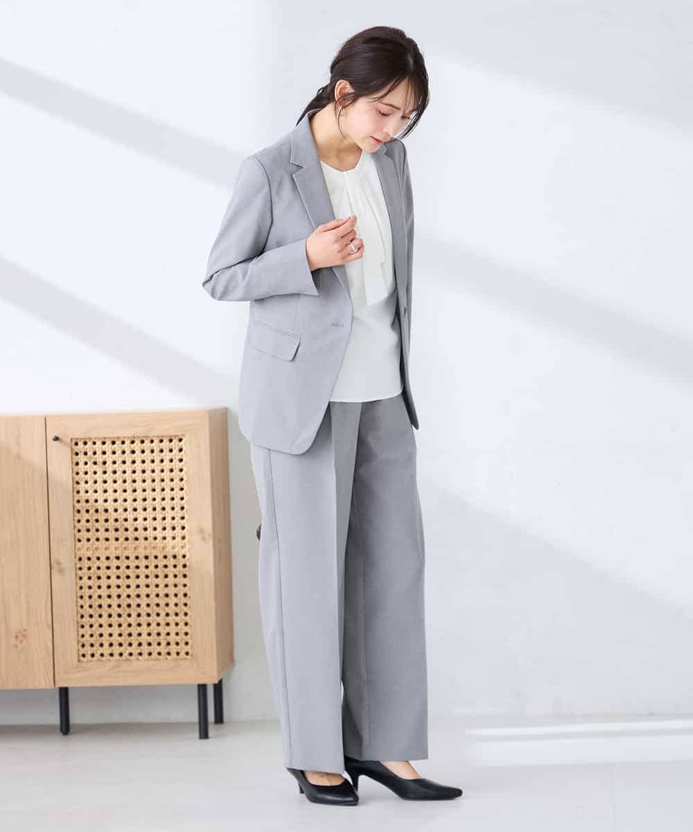 KBDFE22109 a.v.v(アー・ヴェ・ヴェ) 【洗える/UVカット】リネンライクストレッチテーラードジャケット ネイビー