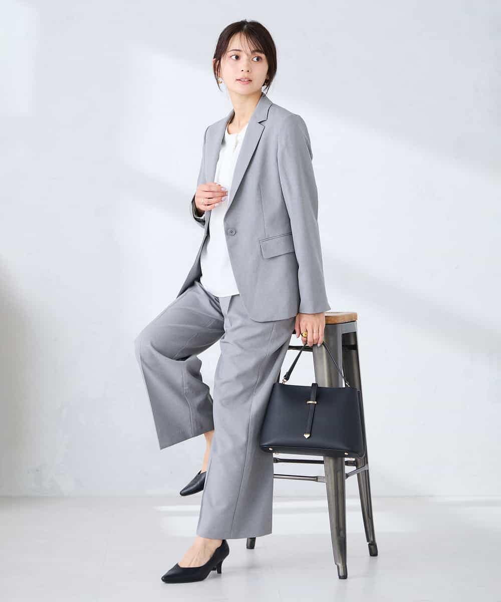 KBDFE22109 a.v.v(アー・ヴェ・ヴェ) 【洗える/UVカット】リネンライクストレッチテーラードジャケット ネイビー