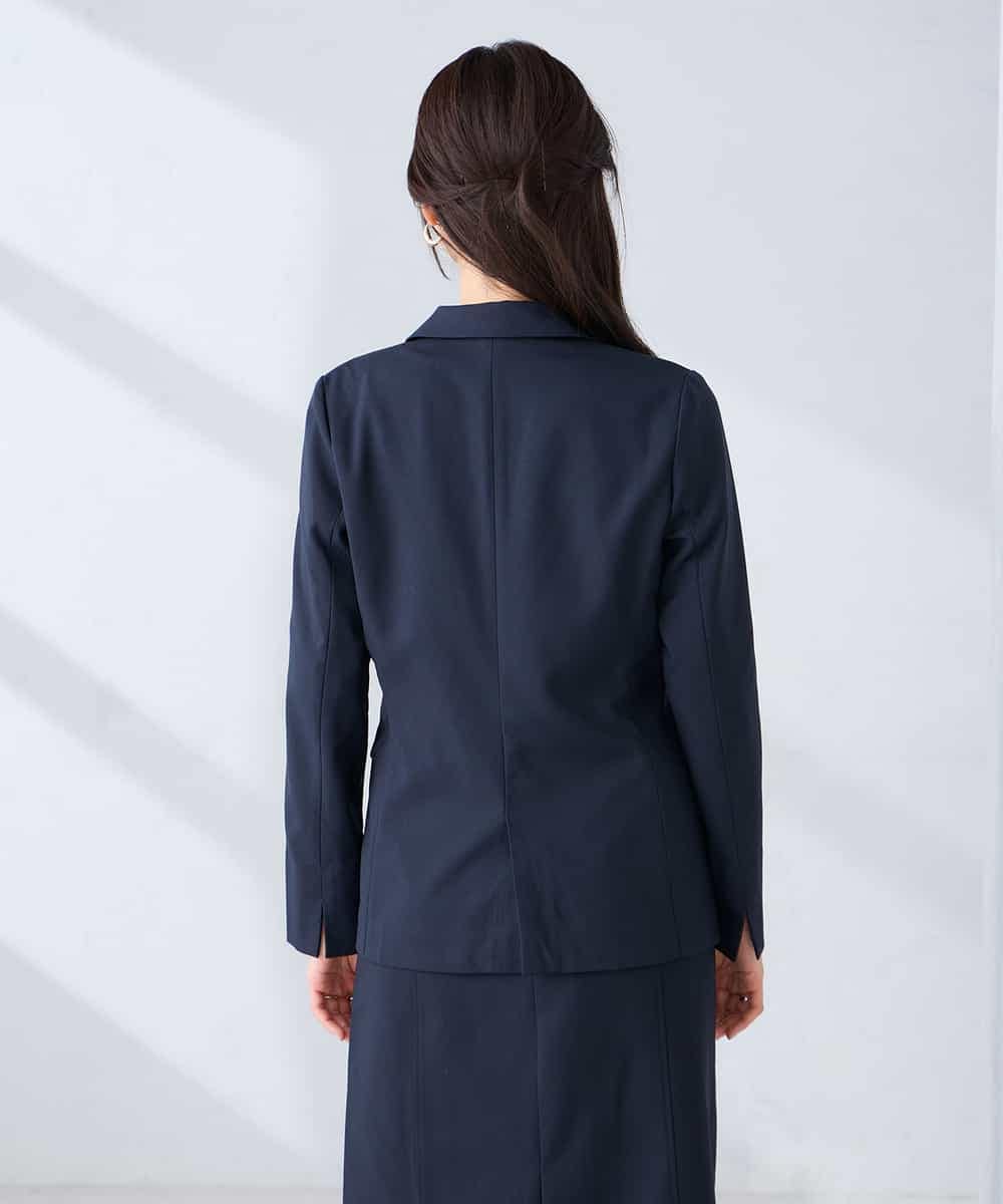KBDFE22109 a.v.v(アー・ヴェ・ヴェ) 【洗える/UVカット】リネンライクストレッチテーラードジャケット ネイビー