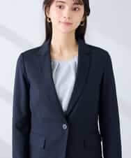 KBDFE22109 a.v.v(アー・ヴェ・ヴェ) 【洗える/UVカット】リネンライクストレッチテーラードジャケット ネイビー