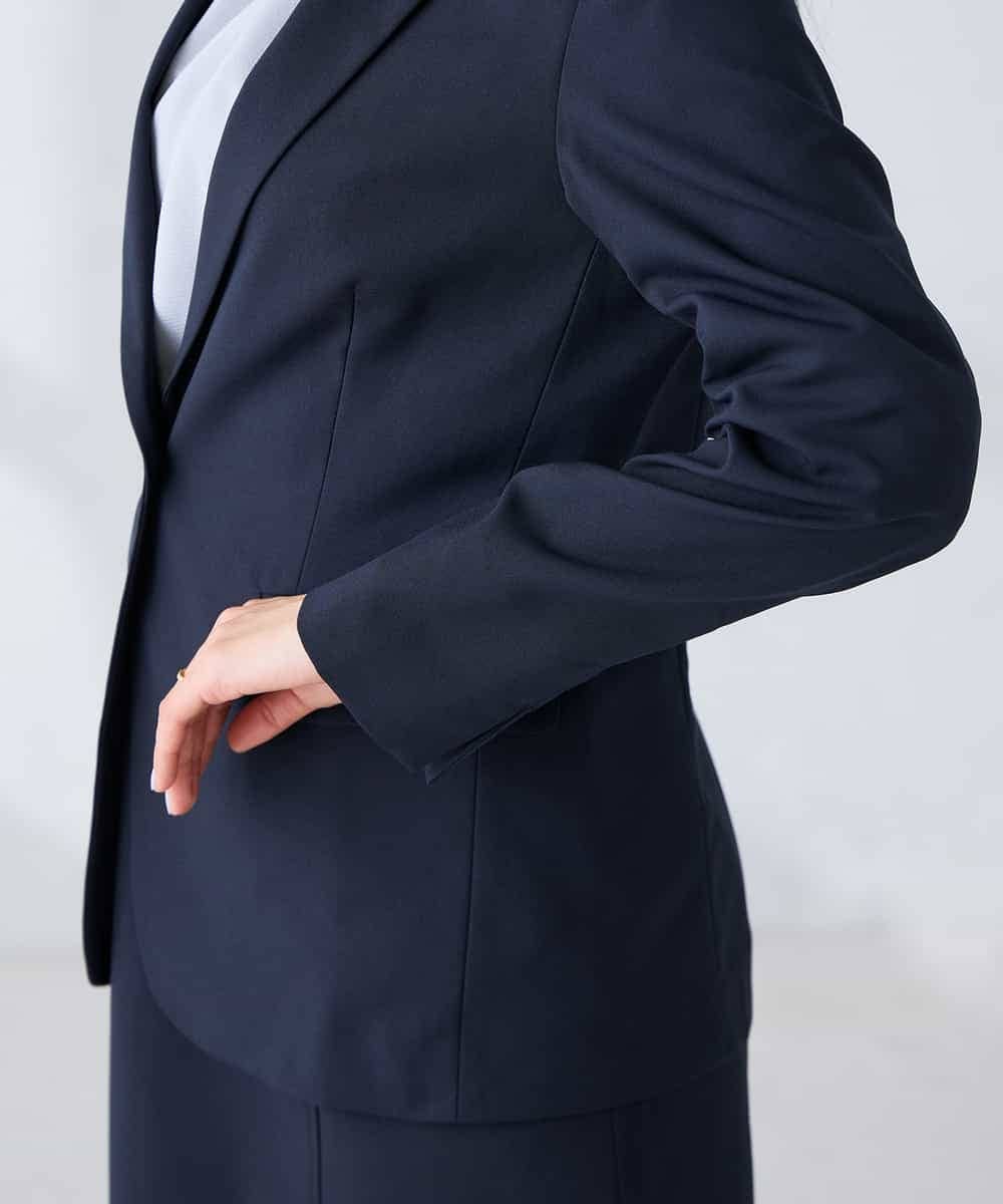 KBDFE22109 a.v.v(アー・ヴェ・ヴェ) 【洗える/UVカット】リネンライクストレッチテーラードジャケット ネイビー