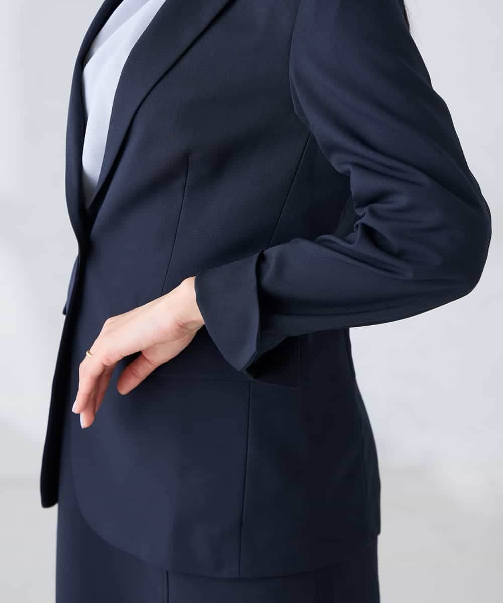 KBDFE22109 a.v.v(アー・ヴェ・ヴェ) 【洗える/UVカット】リネンライクストレッチテーラードジャケット ネイビー