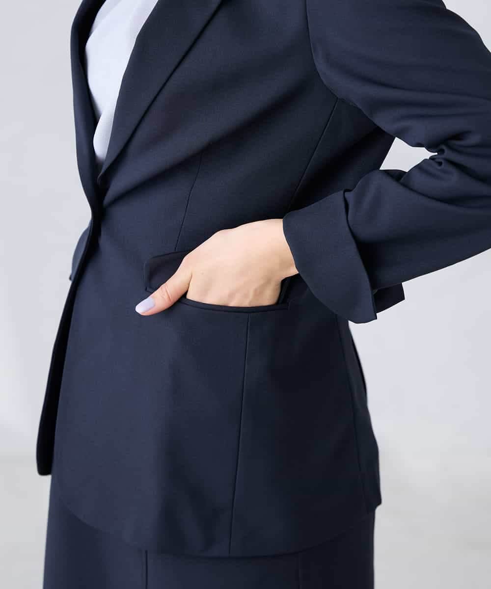 KBDFE22109 a.v.v(アー・ヴェ・ヴェ) 【洗える/UVカット】リネンライクストレッチテーラードジャケット ネイビー