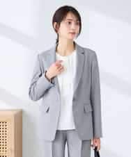 KBDFE22109 a.v.v(アー・ヴェ・ヴェ) 【洗える/UVカット】リネンライクストレッチテーラードジャケット グレー