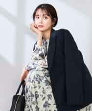 KBDFE23109 a.v.v(アー・ヴェ・ヴェ) 【洗える/UVカット】リネンライクストレッチダブルブレストジャケット ネイビー