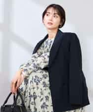 KBDFE23109 a.v.v(アー・ヴェ・ヴェ) 【洗える/UVカット】リネンライクストレッチダブルブレストジャケット ネイビー