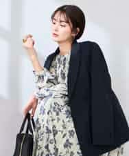 KBDFE23109 a.v.v(アー・ヴェ・ヴェ) 【洗える/UVカット】リネンライクストレッチダブルブレストジャケット ネイビー