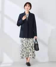 KBDFE23109 a.v.v(アー・ヴェ・ヴェ) 【洗える/UVカット】リネンライクストレッチダブルブレストジャケット ネイビー