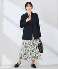 KBDFE23109 a.v.v(アー・ヴェ・ヴェ) 【洗える/UVカット】リネンライクストレッチダブルブレストジャケット ネイビー