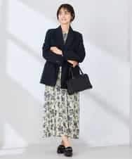 KBDFE23109 a.v.v(アー・ヴェ・ヴェ) 【洗える/UVカット】リネンライクストレッチダブルブレストジャケット ネイビー