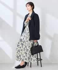 KBDFE23109 a.v.v(アー・ヴェ・ヴェ) 【洗える/UVカット】リネンライクストレッチダブルブレストジャケット ネイビー