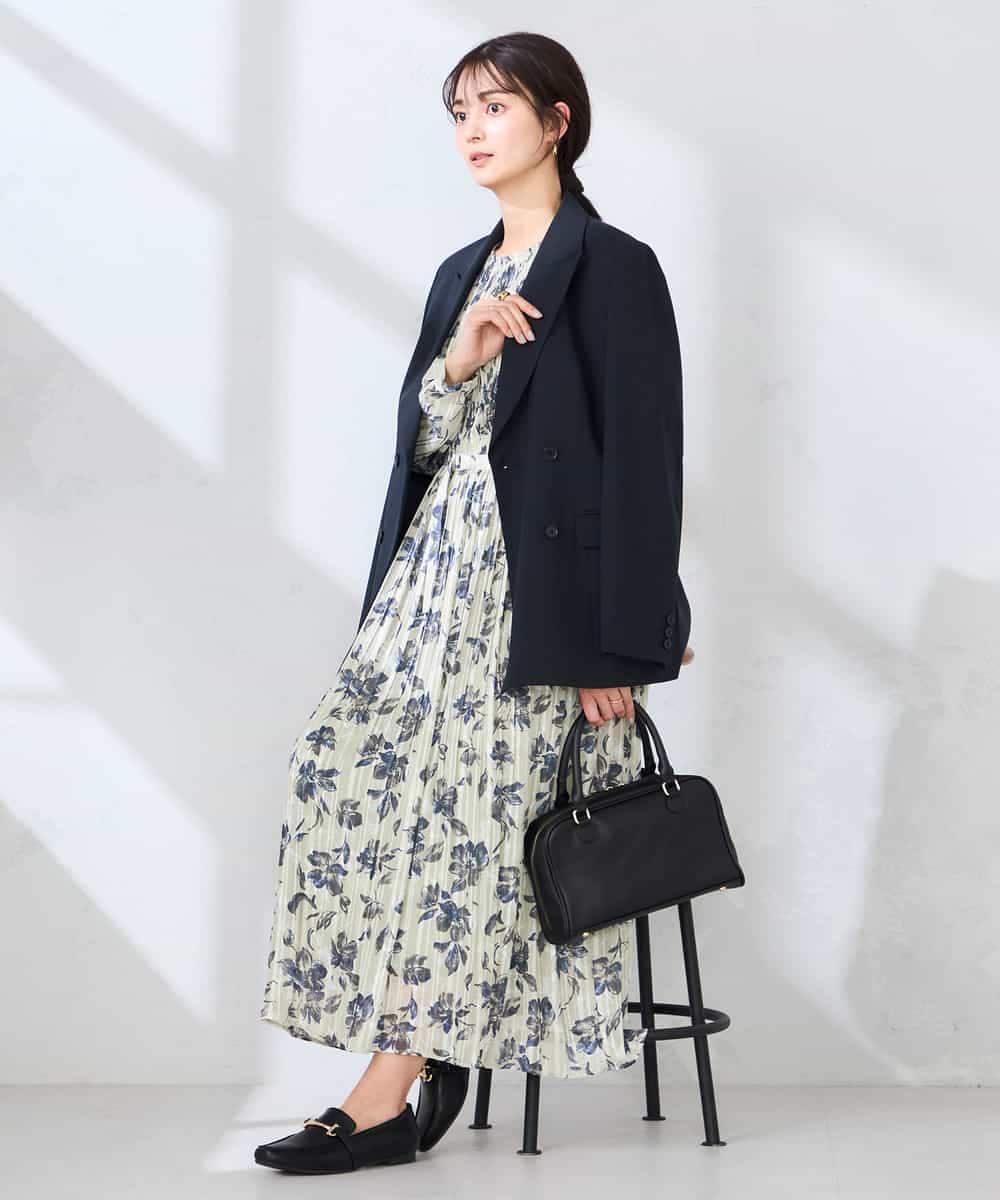 KBDFE23109 a.v.v(アー・ヴェ・ヴェ) 【洗える/UVカット】リネンライクストレッチダブルブレストジャケット ネイビー