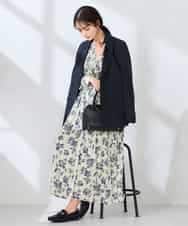 KBDFE23109 a.v.v(アー・ヴェ・ヴェ) 【洗える/UVカット】リネンライクストレッチダブルブレストジャケット ネイビー