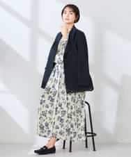 KBDFE23109 a.v.v(アー・ヴェ・ヴェ) 【洗える/UVカット】リネンライクストレッチダブルブレストジャケット ネイビー