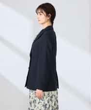 KBDFE23109 a.v.v(アー・ヴェ・ヴェ) 【洗える/UVカット】リネンライクストレッチダブルブレストジャケット ネイビー