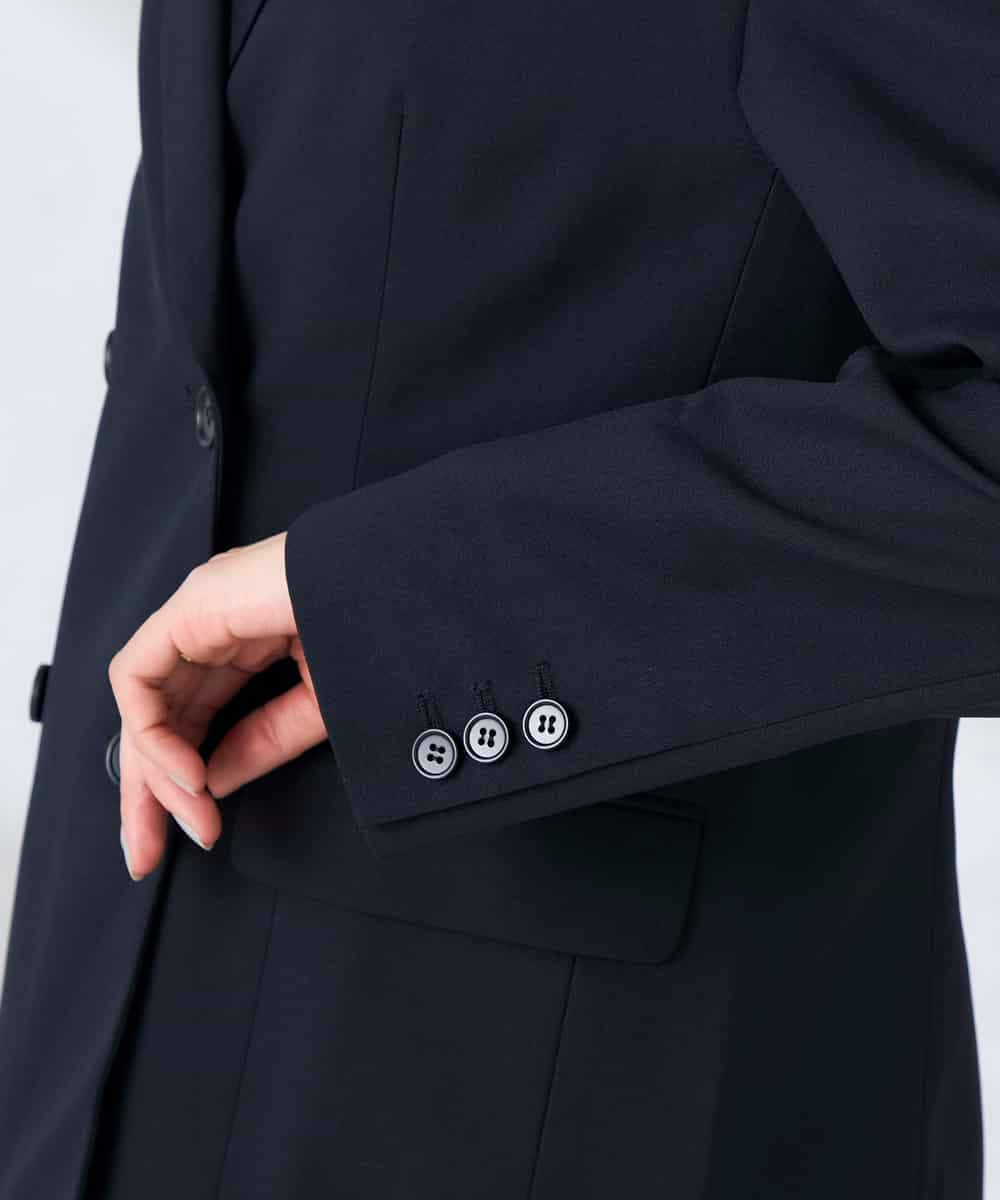 KBDFE23109 a.v.v(アー・ヴェ・ヴェ) 【洗える/UVカット】リネンライクストレッチダブルブレストジャケット ネイビー