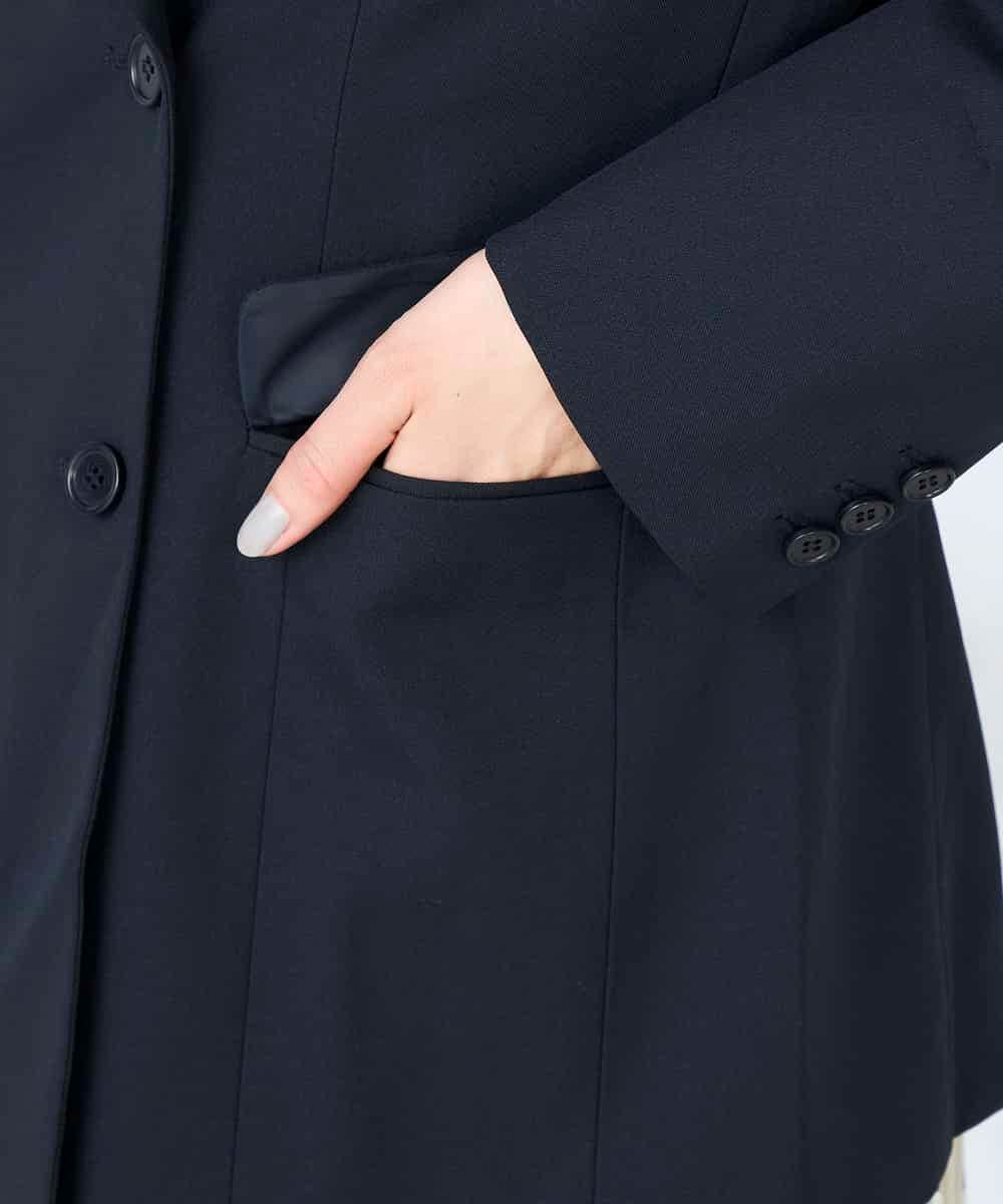 KBDFE23109 a.v.v(アー・ヴェ・ヴェ) 【洗える/UVカット】リネンライクストレッチダブルブレストジャケット ネイビー