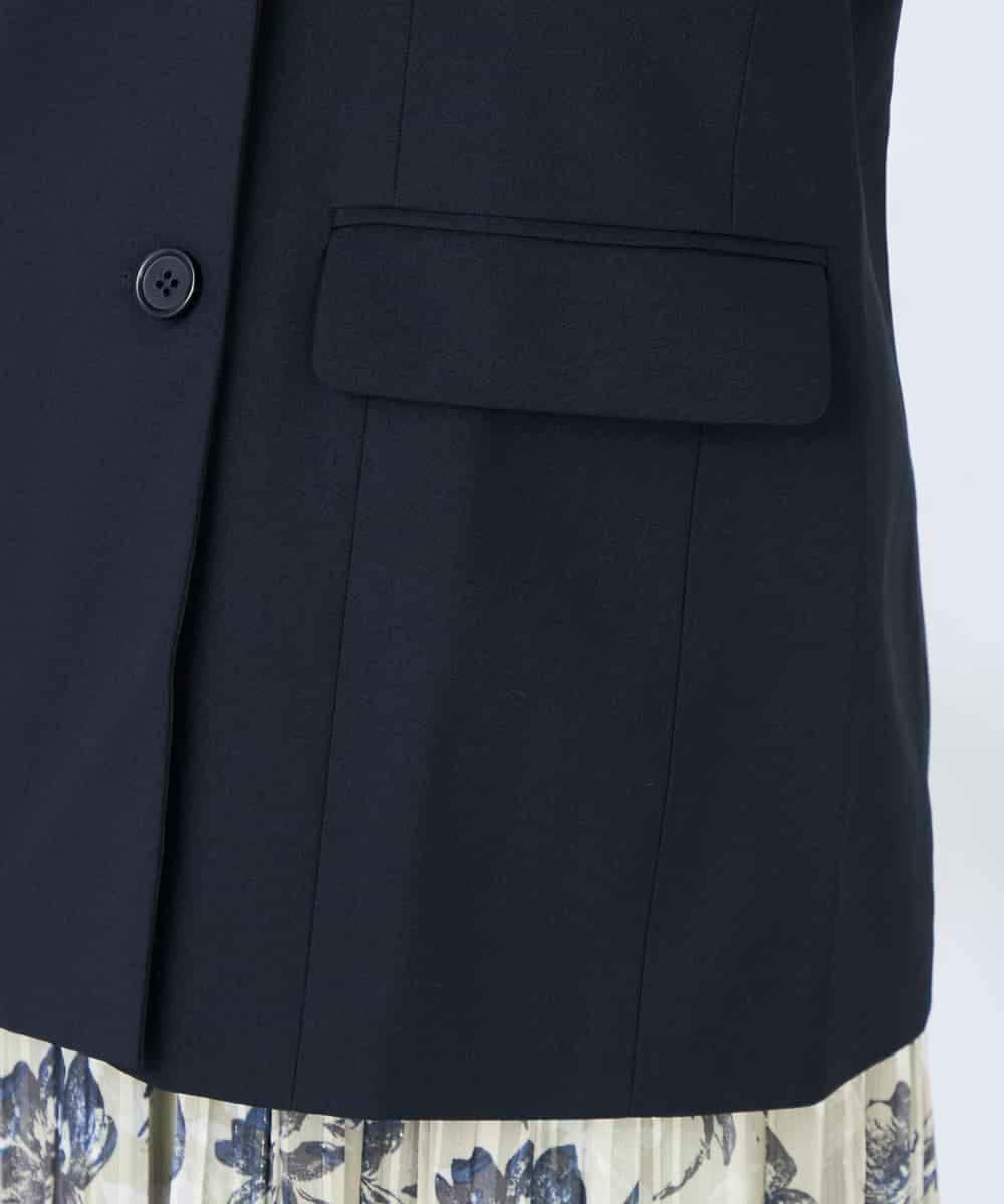 KBDFE23109 a.v.v(アー・ヴェ・ヴェ) 【洗える/UVカット】リネンライクストレッチダブルブレストジャケット ネイビー