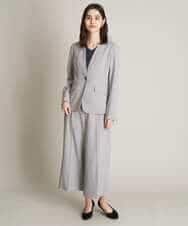 KBDFT20109 a.v.v(アー・ヴェ・ヴェ) 【UVカット/洗える】麻調ストレッチノーカラージャケット【麻調シリーズ】 ライトグレー