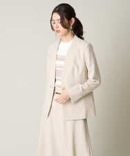 KBDFW20109 a.v.v(アー・ヴェ・ヴェ) 【洗える/ストレッチ/UVカット】麻調ストレッチノーカラージャケット グレー
