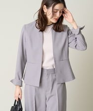 KBDFW21109 a.v.v(アー・ヴェ・ヴェ) 【洗える/ストレッチ/UVカット】麻調ストレッチキーネックジャケット グレー