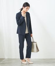 KBDGB30109 a.v.v(アー・ヴェ・ヴェ) 【洗える/イージーケア/UVカット/接触冷感/吸水速乾】サマーストレッチノーカラージャケット ネイビー