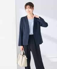 KBDGE30109 a.v.v(アー・ヴェ・ヴェ) 【接触冷感/イージーケア/UVカット/吸水速乾】サマーストレッチノーカラージャケット ネイビー