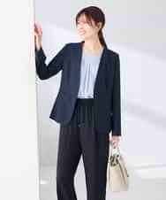 KBDGE30109 a.v.v(アー・ヴェ・ヴェ) 【接触冷感/イージーケア/UVカット/吸水速乾】サマーストレッチノーカラージャケット ネイビー