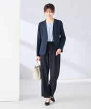 KBDGE30109 a.v.v(アー・ヴェ・ヴェ) 【接触冷感/イージーケア/UVカット/吸水速乾】サマーストレッチノーカラージャケット ネイビー