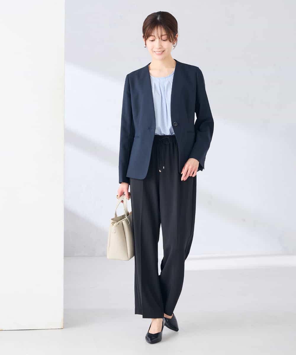 KBDGE30109 a.v.v(アー・ヴェ・ヴェ) 【接触冷感/イージーケア/UVカット/吸水速乾】サマーストレッチノーカラージャケット ネイビー