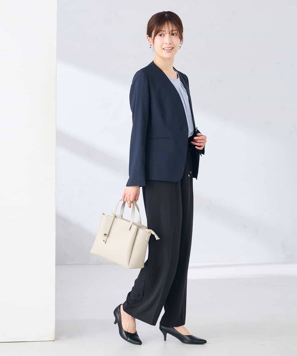 KBDGE30109 a.v.v(アー・ヴェ・ヴェ) 【接触冷感/イージーケア/UVカット/吸水速乾】サマーストレッチノーカラージャケット ネイビー