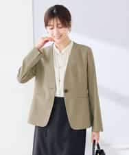 KBDGE30109 a.v.v(アー・ヴェ・ヴェ) 【接触冷感/イージーケア/UVカット/吸水速乾】サマーストレッチノーカラージャケット ネイビー